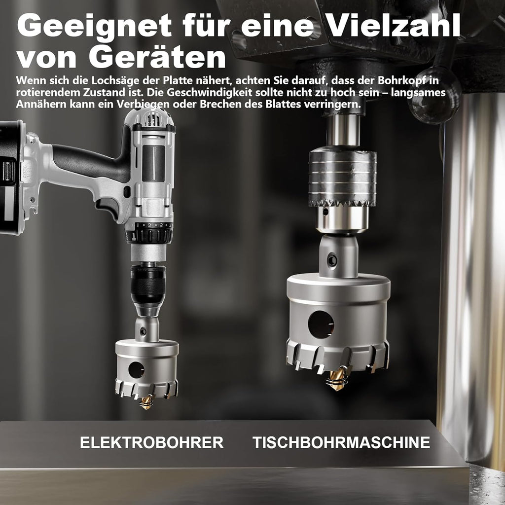 GSTK Upgrade Heavy Duty Carbide Hole Saw 14 Pcs,Metal Steel Hole Saw Drill Bit,TCT Hole Cutter,Alloy Hardness Upgrade, with 2*Extra Titanium Plated Pilot Center Drill and 2*L-Wrench
