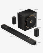 ULTIMEA Skywave X50 5.1.4ch Wireless Surround Sound System for TV  760W Professional Sound Bar w/Dolby Atmos  2 Wireless Surround Speakers & 8" Subwoofer  GaN Amplifier  4K HDR Pass-Through  HDMI eARC