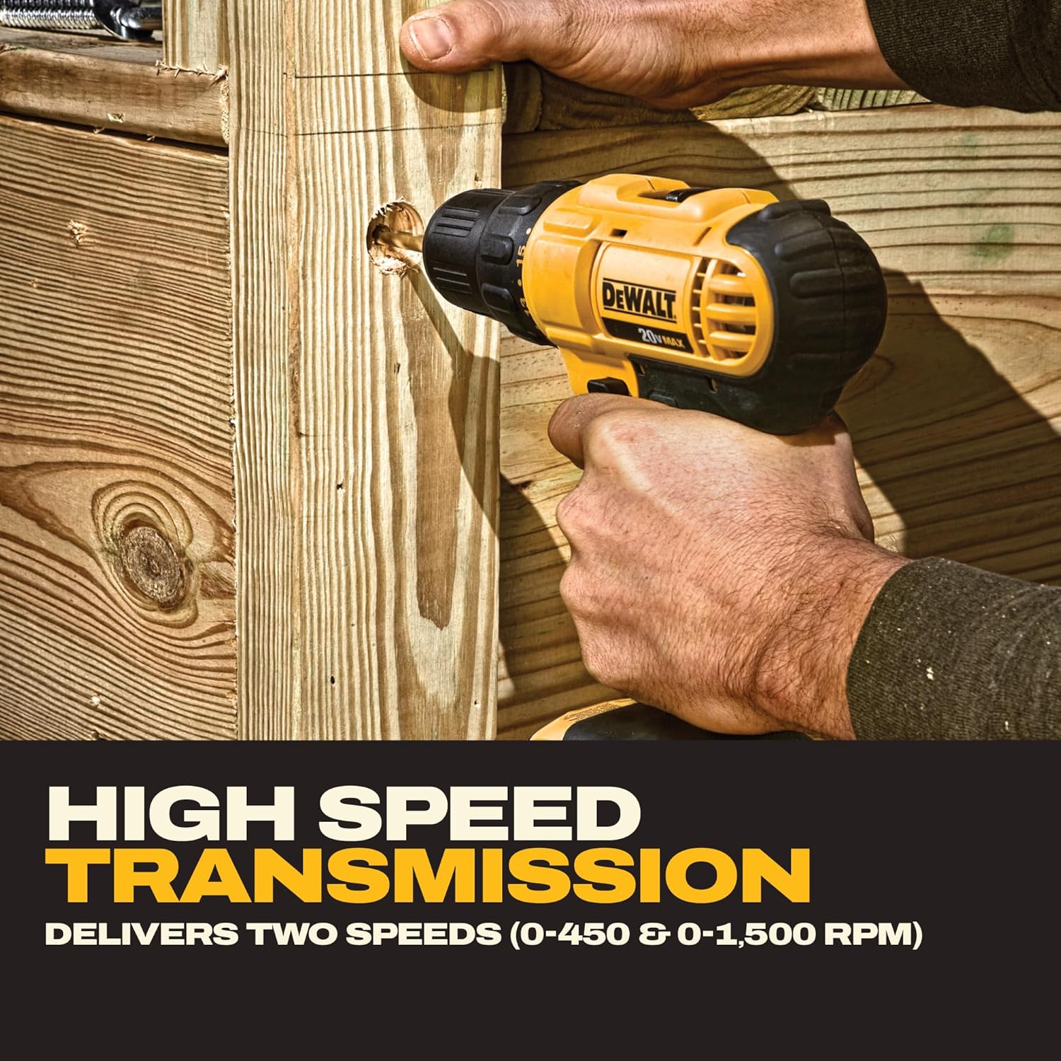 DEWALT 20V Max Cordless Drill Driver Set, 2 Speed, High Performance Motor, Includes 2 XR 1.3Ah Li-Ion Batteries, Charger and Contractor Bag (DCD771C2)