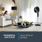 Rowenta, Pedestal Fan, Extreme Outdoor Fan with Remote, 65 Inches, Ultra Quiet Fan, Oscillating, Portable, 3 Speeds, Digital Control, Black, Ourdoor, VU4510