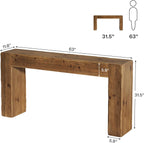 Solid Wood Console Table, 63-Inch Farmhouse Sofa Table Behind Couch for Entryway, Living Room, Foyer, Easy Assembly (Rustic Brown)