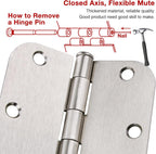 42 Pack Rounded Door Hinges Brushed Nickel 3.5 inch x 3-1/2", 5/8" Radius Heavy Duty Steel Iron 3 ½"Hinge for Doors, Interior Room,Outdoor Window,Constructition Hardware Kit Home Decor Essentials