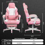 Meilocar Big and Tall Gaming Chair for Adults, 330lbs Heavy Duty Computer Chair with Footrest & Massage Lumbar Support, Wide Seat High Back Reclining Desk Chair, Pink