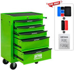Iron-Top Rolling Tool Chest with Lockable Wheels and Side Handles, 7-Drawer Tool Storage Cabinet with Ball Bearing for Garage, Repair Shop, Required Assembly, Large Storage Capacity (Iron, 5-Green)