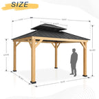 13 Ft. W X 11 Ft. D Solid Wood Patio Gazebo