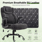 Office Chair, Big and Tall Executive Chairs with Lumbar Support for Back Pain, Breathable Fabric Desk Computer Chair with Adjustable Flip-up Armrests,Wide Cushion Swivel Home Office Chair Black,Black