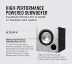 Polk Audio PSW10 10" Powered Subwoofer Home Audio – Power Port Tech  Up to 100 Watts  Big Bass in Compact Design  Easy Setup with Home Theater  Timbre-Matched with Monitor & T-Series Polk Speakers