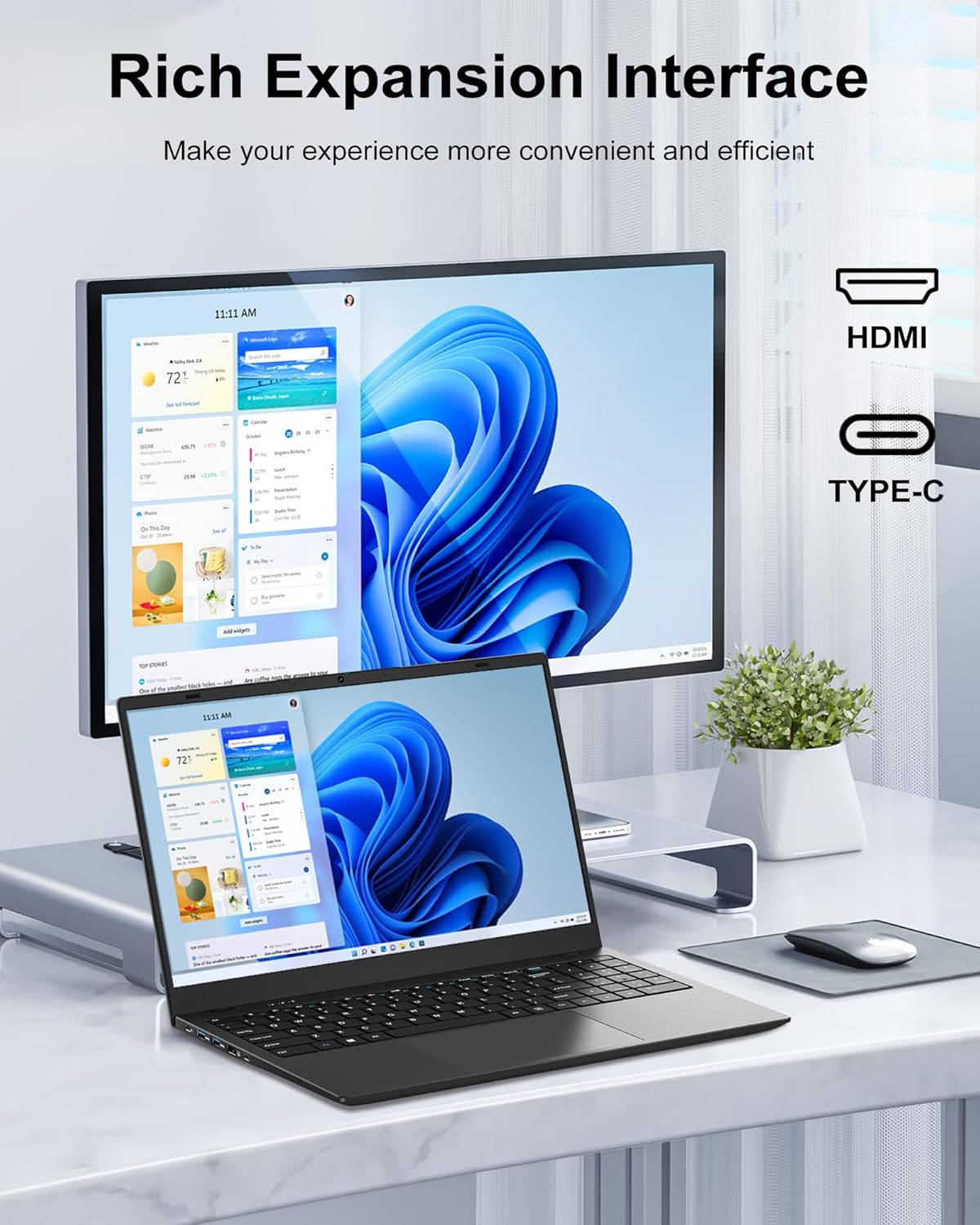 15.6" Laptop Computer  Laptop with 16GB RAM 512B SSD  Gold 6500Y (Up to 3.4GHz)  1080P FHD IPS Display  Type-C  HDMI  USB3.2  WIFI  Bluetooth  Long Battery Life  Laptops for Business & Student