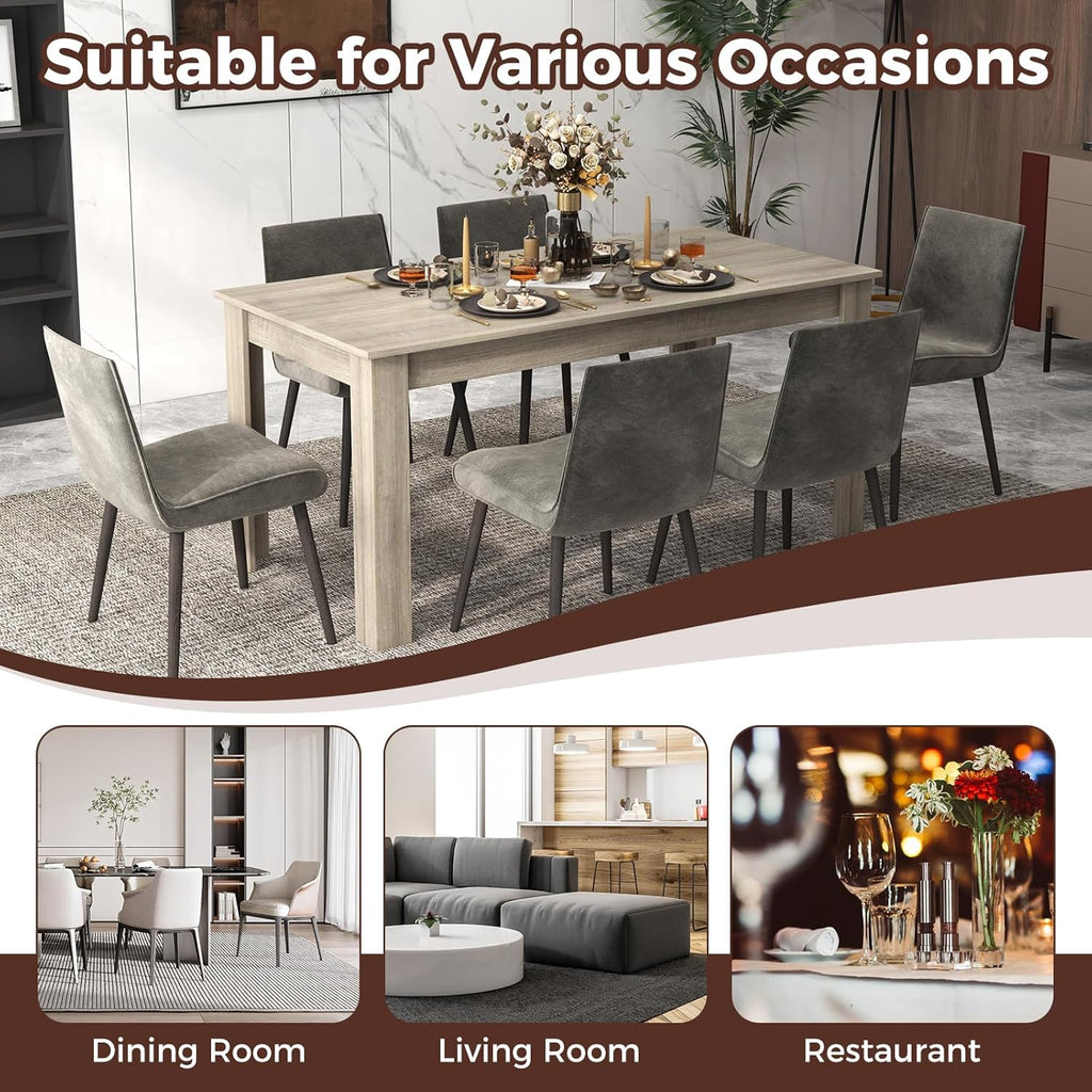 COSTWAY 63' Rectangular Dining Table, Farmhouse Dinette Table with Large Computer Workstation, Modern Kitchen Table for Apartment, Living Room, Restaurant (Oak)
