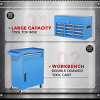 INTERGREAT Blue Tool Chest, 5-Drawer Rolling Tool Chest with Detachable Top Tool Box, Tool Chests with Universal Lockable Wheels, Metal Tool Cart for Garage, Workshop, Barbershop
