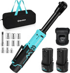DURATECH Extended Cordless Ratchet Wrench, 3/8" 12V 44 Ft-Lbs Long Neck Electric Ratchet Wrench with 2-Pack 2.0Ah Li-Ion Battery, 1 Hour Fast Charger, 10 Sockets Accessories & Variable Speed Trigger