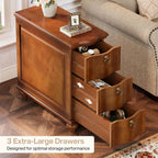 Tribesigns Wood End Table Set of 2, Fully Assembled Narrow Slim Side Table, No Assembly Required, Nightstand for Bedside, Small Spaces, Living Room, Bedroom, Walnut Brown