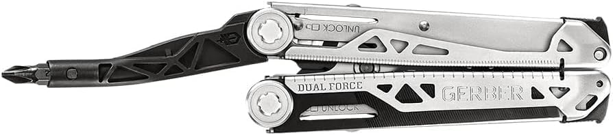 Gerber Gear Dual-Force Multitool - Heavy Duty, Center Axis Driver, Blunt Nose Pliers with Saw, Wire Cutters, Bit Storage, and More - Multi