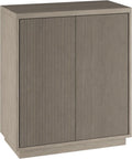 Henn&Hart 28" Fluted Wooden Accent Cabinet, Ribbed Modern Sideboard Buffet Cabinet with 2 Doors and an Adjustable Shelf for Living Room, Dining Room, Bedroom or Entryway, Weathered Gray