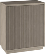 Henn&Hart 28" Fluted Wooden Accent Cabinet, Ribbed Modern Sideboard Buffet Cabinet with 2 Doors and an Adjustable Shelf for Living Room, Dining Room, Bedroom or Entryway, Weathered Gray