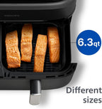 Philips Dual Basket Air Fryer 3000 Series — 8-in-1 functions, 9.5 Quarts, 2 Drawers, Auto-sync Cooking Time, 90% Less Fat, Rapid Air Technology, HomeID Recipe App, Dishwasher Safe, Black (NA351/00)