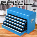 Winado 24" Portable Tool Box, 5 Drawer Tool Chest with Carry Handle, Top Case, Ball Bearing Runners, Lockable Metal Hand Toolbox for Garage, Warehouse, Repair Shop & Home, Blue