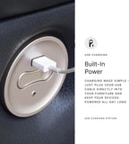 Signature Design By Ashley Leesworth Modern Power Rocker Recliner, USB Port, Gentle Rocking, Top Grain Leather and Matched Leather, 41" W x 41" D x 41" H, Blue