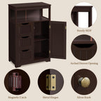 Yaheetech Wood Bathroom Floor Cabinet with 3 Drawers &1 Cupboard, Free Standing Storage Organizer Hallway Entryway Cabinet for Living Room Kitchen, Espresso