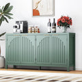 58" Modern Fluted Sideboard Buffet Cabinet with Storage, Modern Credenza with Arched Doors, Coffee Bar Table, Wood Media TV Console Table Credenza for Living Room Hallway Entryway (Green)