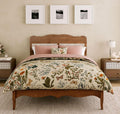 Sophia & William Rattan Bed Frame Full Size, Wood Bed Frame with Adjustable Headboard, Solid Wood Slats Support, Brown