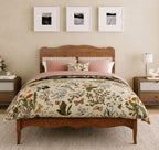 Sophia & William Rattan Bed Frame Full Size, Wood Bed Frame with Adjustable Headboard, Solid Wood Slats Support, Brown