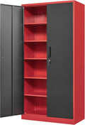 Yizosh Metal Storage Cabinet with Lock Doors and 5 Adjustable Shelves,- 72" Garage Storage Cabinet for Home,Office,Garage,School