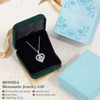 MOOSEA Mothers Day Gifts - 925 Sterling Silver Heart Moissanite Pendant Necklace, 1-3 Carat Lab Created Moissanite, Anniversary Birthday Gifts for Women Mom Wife Girlfriend Grandma Jewelry Gift