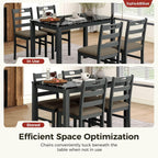 Sophia & William 5 Piece Dining Table Set for 4, Faux Marble Kitchen Table and Chairs Set, Solid Wood Farmhouse Dinner Table Set,Veined Black Marble & Gray
