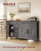 VASAGLE LIRY Collection - Buffet Cabinet, Coffee Bar Cabinet with 2 Drawers, Adjustable Shelves, Sideboard Storage with Cable Holes, Drawer Dividers, Misty Gray UBBK381GW01S
