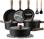 CAROTE Nonstick Pots and Pans, Induction Titanium Cookware Set 16pcs Kitchen Cooking Sets, Pot and Pan Non Stick w/Frying pan (PFOS, PFOA Free)