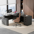 66.93" L Shaped Executive Standing Desk with Pre-Assembled Frame & Lockable Cabinets, Fixed Right-Facing Design, Dual-Motor Height Adjustable Sit-to-Stand Desk for Corporate & Home Office