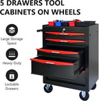 5 Drawers Tool Cart on Wheels, Multifunctional Rolling Tool Storage Chest, Drawers Rolling Trolley Organizer Tool Box for Warehouse, Garage, Workshop, Repair Shop (5 Drawers-30.5"H)