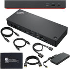 40B00300US Lenovo Docking Station USB C Bundle - 1 Year Warranty  Supports 4K Display  Thunderbolt 4 Dock with 300W Adapter  Anyhdd HDMI  DisplayPort  Thunderbolt Cables & Cloth