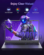 Laptop Computer 16GB RAM - Pentium 6500Y CPU (Beat N5095  Up to 3.4GHz)  Laptops with 256GB SSD  15.6 inch FHD IPS Screen  Type-C  USB 3.2  HDMI  Long Battery Life