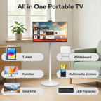 32" 2K Smart Portable TV  Rolling Android Tablet on Wheels  Touchscreen Monitor  Rechargeable Battery  Full Swivel Rotation  20W Audio Snap-on Camera