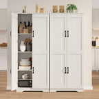 IDEALHOUSE Tall Pantry Cabinet, 60" Kitchen Pantry Storage Cabinet with 2 Doors and Adjustable Shelves, Freestanding Kitchen Cabinet, Cupboard for Dining Room, Bathroom (White)
