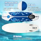 KOTEK 6' Surfboard, Surfing Board with 3 Removable Fins, Safety Leash, EPS Core & EPE Deck, Lightweight Surf Board for Teenagers, Adults, Beginners