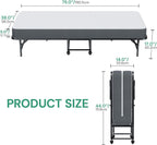 SunsGrove Twin Folding Bed with Mattress, 75" x 38" Foldable Guest Bed, Portable Rollaway Bed with 5" Memory Foam Mattress, Space-Saving Sturdy Metal Frame
