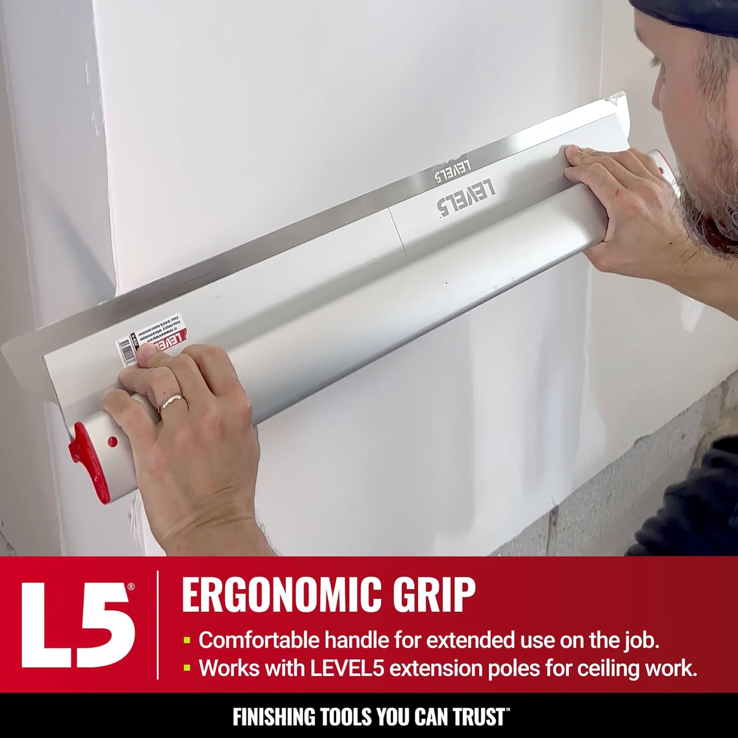 LEVEL5 32-Inch Skimming Blade | Precision 0.3mm German stainless steel blade insert (replaceable), ergonomic aluminum blade profile | 4-932