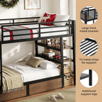 Bunk Bed Twin Over Twin with Stairs, LED Lights, 2 Storage Drawers, USB Charging, Industrial Bunk Beds Heavy Duty Metal Bed Frame with Safety Guardrail, Space Saving, Sturdy Frame for Teen/Adult