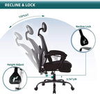 DUMOS Home Office Desk Chair with Footrest, High-Back Mesh Rolling Swivel Reclining Chairs with Wheels, Comfortable Headrest, Lumbar Support, Comfy Arms for Home, Office, Gaming, Student, Inky