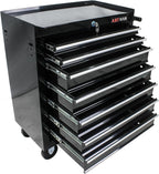7-Drawer Rolling Tool Chest Cabinet, Large Capacity Metal Tool Box with Wheels and Keyed Locking, Roll Around Storage Organizer Tool Cart for Garage, Warehouse, Work Shop (Black04)