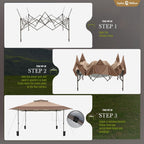 Sophia & William Outdoor Canopy 13x13 Pop Up Canopy Tent Instant Easy One Person Set Up Folding Shelter w/Auto Extending Eaves 169 Square Feet of Shade, UPF50+, Beige