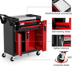 2-Drawer Tool Chest with Wheels, Rolling Tool Chest with Side Drawer,Tool Cabinet Drawers lockable,Tool Cart with Top compartment,for Garage Storage,Workshop,Home,Safety Rounded Corner Anti-collision