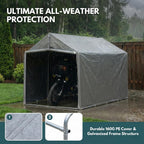 Outdoor Storage Portable Shed, 3/4 inch Thick Support Rods & Bolted Frame (Not Socket), Rolled Up Doors and Ventilation Window, Tent Garage 6 × 8 × 6 FT