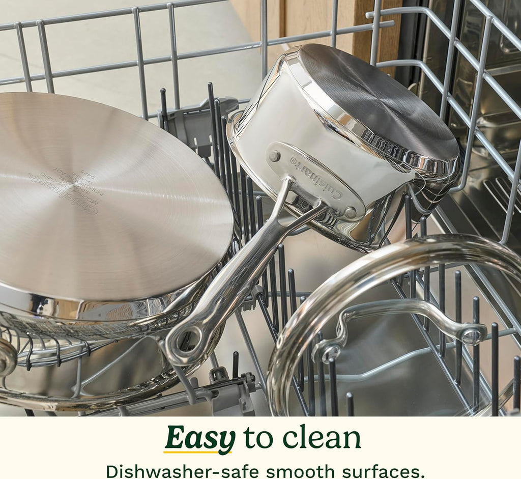 Cuisinart Chef's Classic 11-Piece Stainless Steel Pots and Pans Set, Cookware Set Compatible with Induction, Electric, Gas Cooktops, Aluminum Core for Even Heat, Cool Grip Handles, Dishwasher Safe