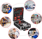 800 PCS Home Tool Set with Rolling Tool Box, Professional Mechanic Repair Kit, General Household Hand Tool Set with Aluminum Trolley Case for Homeowner, DIY