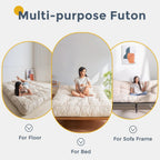MAXYOYO 8" Futon Mattress Full Size, Ultra Thick Futons Sofa Couch Tufted Sleeper Sofa MAt, Floor Mattress for Adults, Shredded Foam Filling (Frame Not Included), Beige