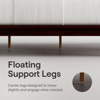 Nectar Bamboo Platform Bed Frame - Queen - Walnut - Floating Center Support Legs - 12” Height - Easy Tool Free Set Up - Contemporary and Durable - Sturdy Wooden Support Slats - Holds Up to 800 Pounds